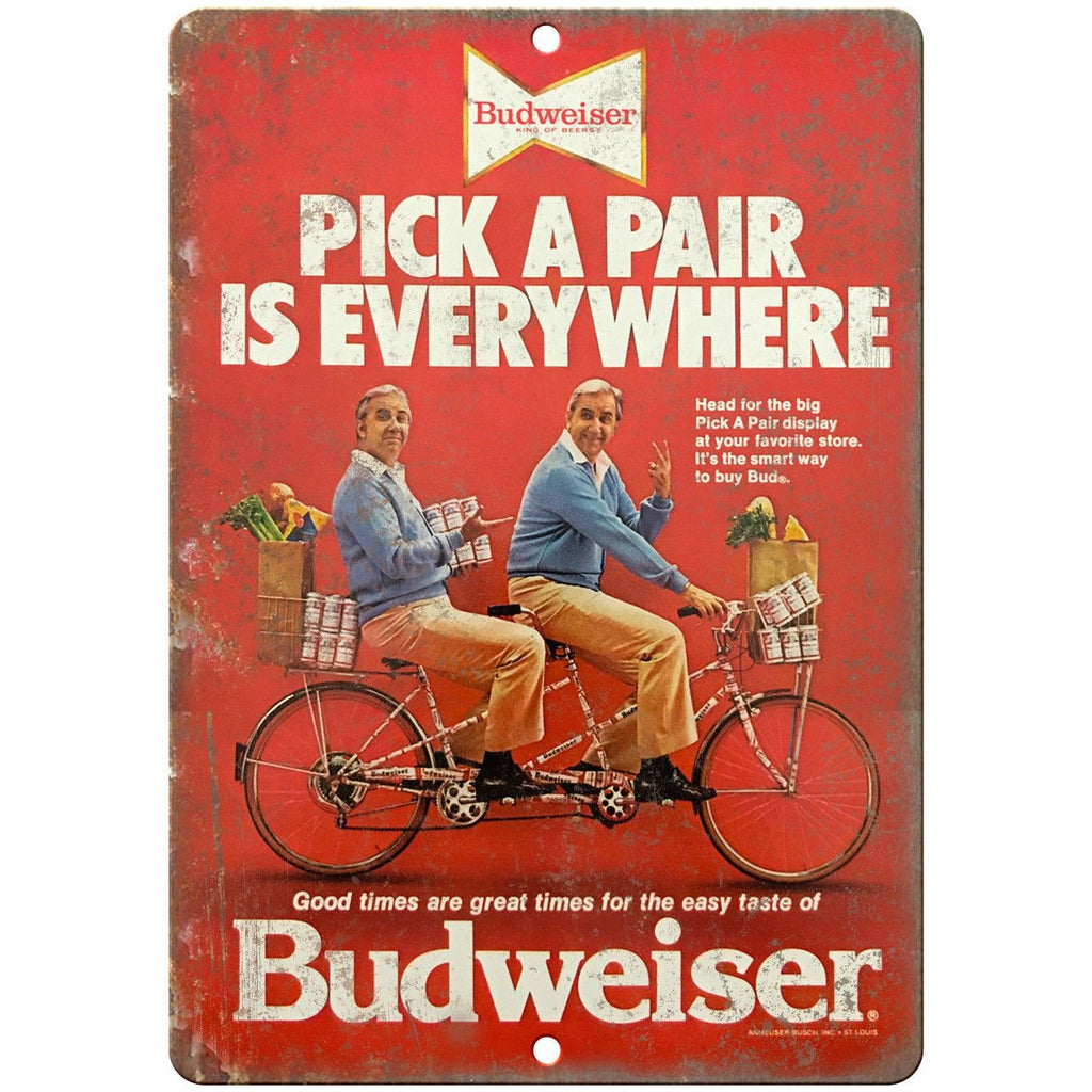 Budweiser King of Beers Pick A Pair Ad 10" x 7 " Reproduction Metal Sign E37