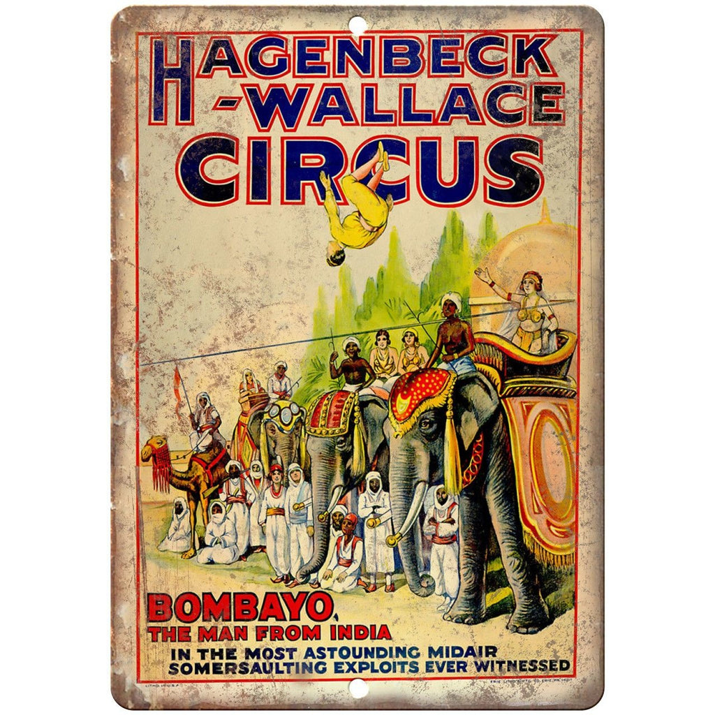 Hagenbeck Wallace Circus Bombayo India 10" X 7" Reproduction Metal Sign ZH57