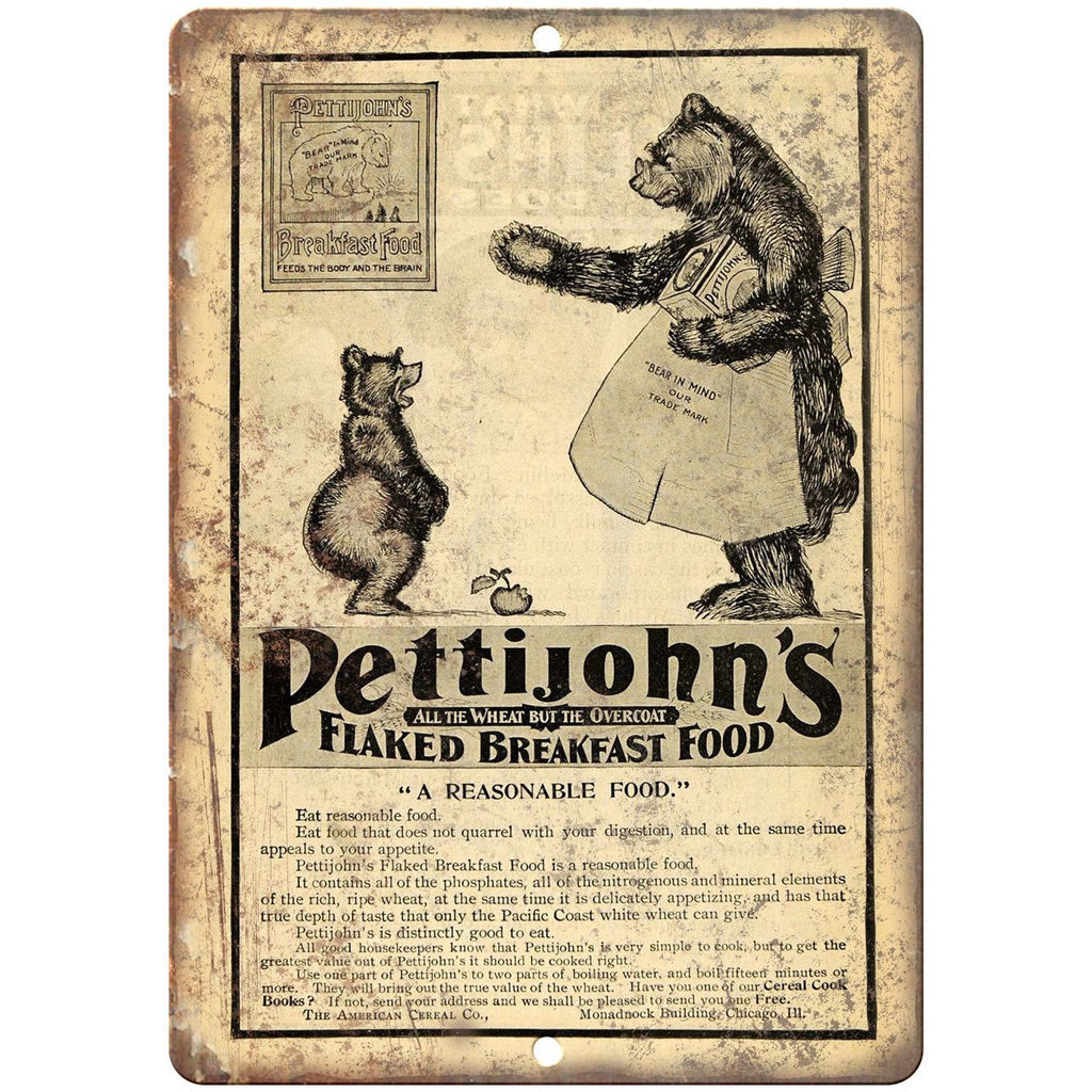 Pettijohn's Flaked Breakfast Food Vintage 9" x 12" Reproduction Metal Sign N330