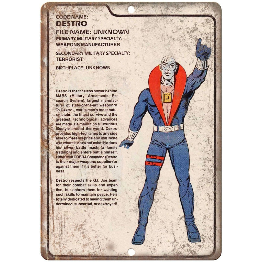 G.I. Joe Destro Action Figure Comic Book Ad 10"X7" Reproduction Metal Sign J164