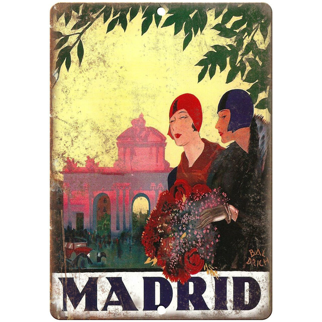 Vintage Madrid Travel Posetr Art 10" x 7" Reproduction Metal Sign T03
