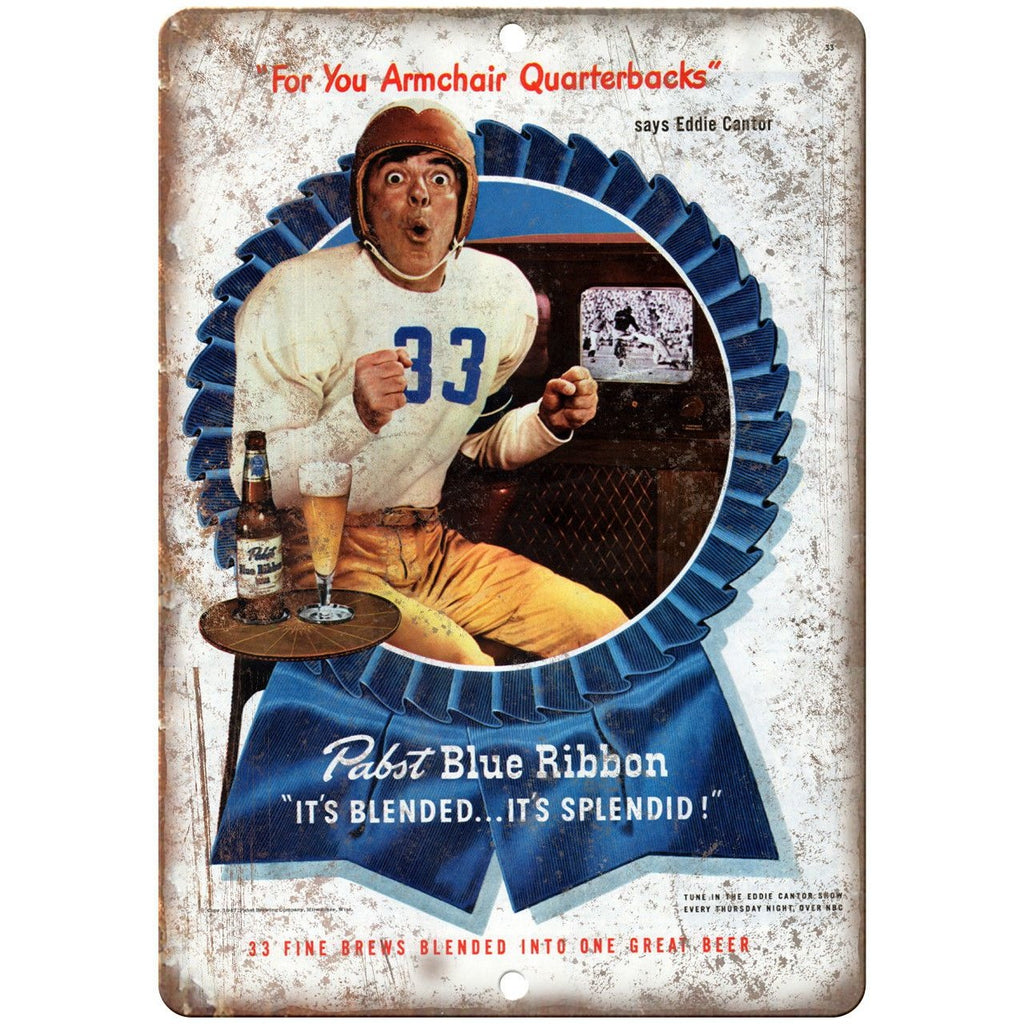 Pabst Blue Ribbon Eddie Cantor Vintage Ad 10" x 7 " Reproduction Metal Sign E21