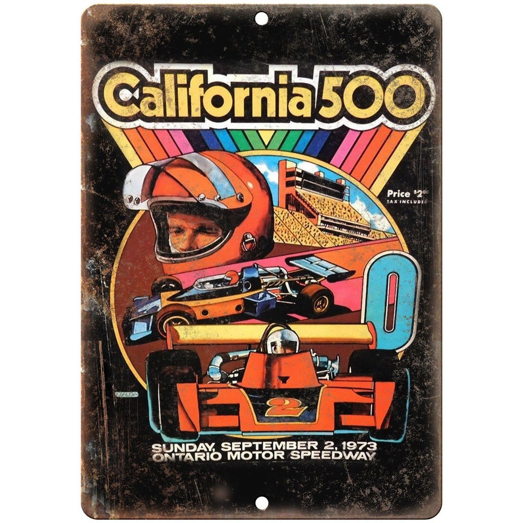 1973 California 500 Ontario Speedway 10" X 7" Reproduction Metal Sign A563