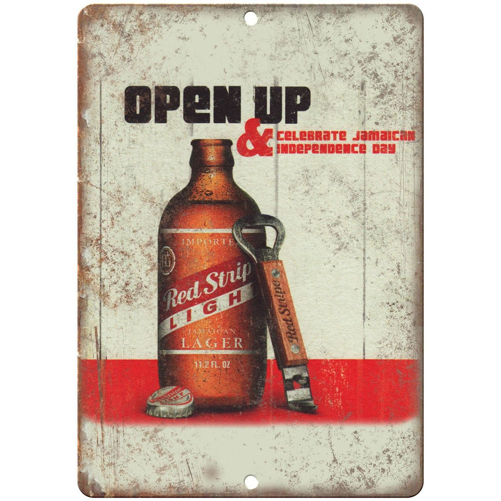 Red Stripe Lager Beer Vintage Ad 9" x 12" Reproduction Metal Sign E184