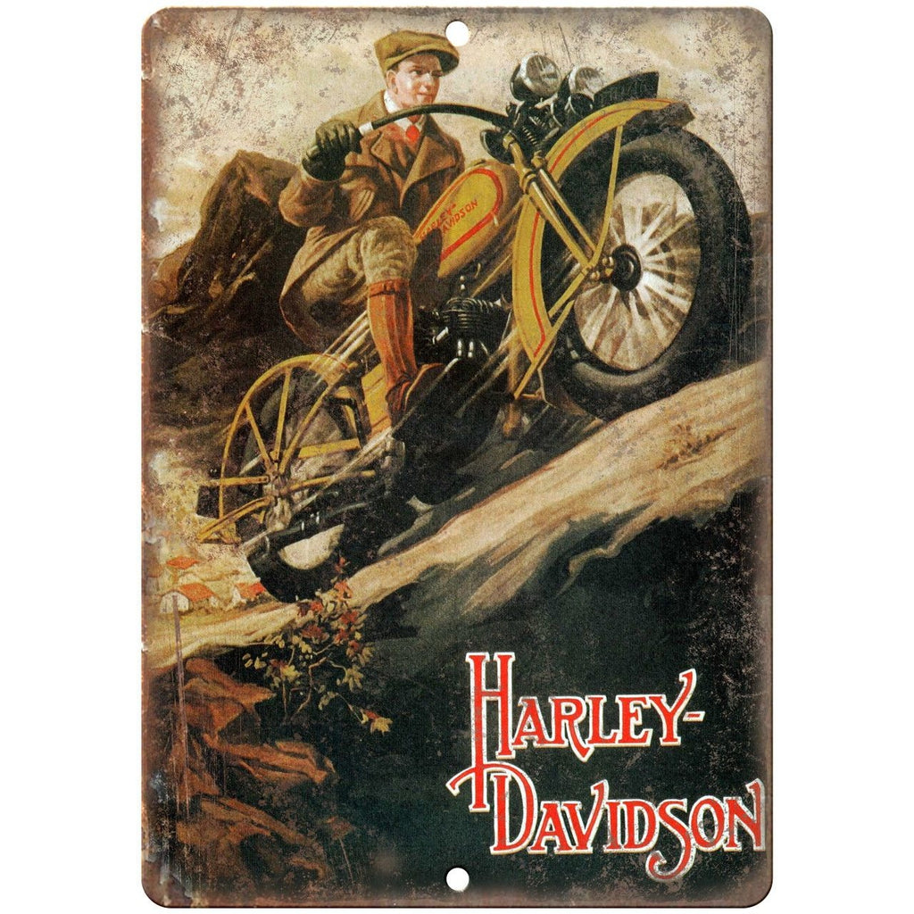 Harley Davidson Motorcycle 1900's Poster Ad 10" X 7" Reproduction Metal Sign F36