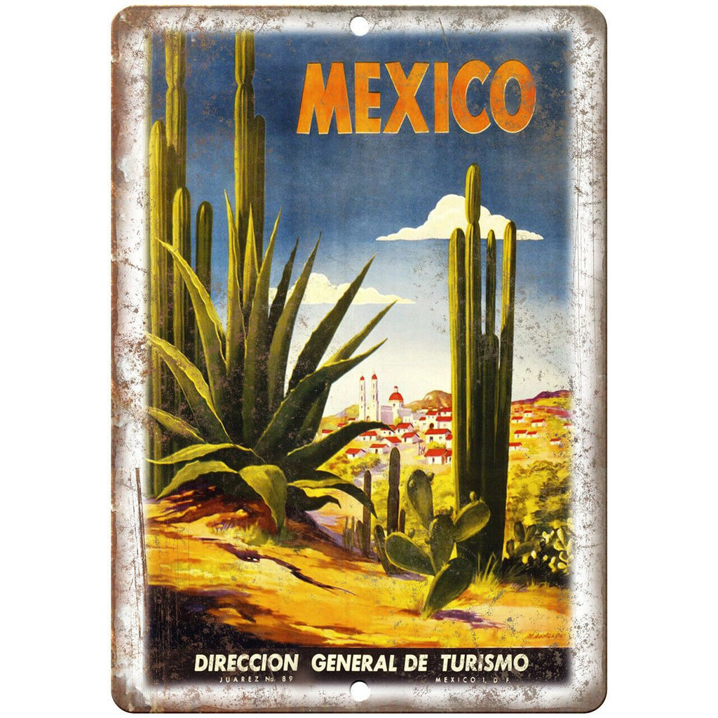 Mexico Vintage Travel Poster Art 10" x 7" Reproduction Metal Sign T65