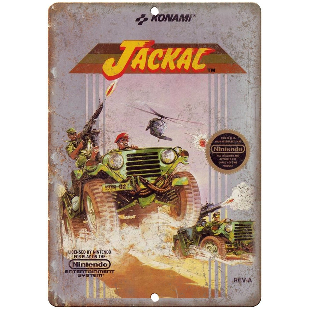 Jackal Nintendo NES Box Art Konami Gaming 10" x 7" Reproduction Metal Sign G02