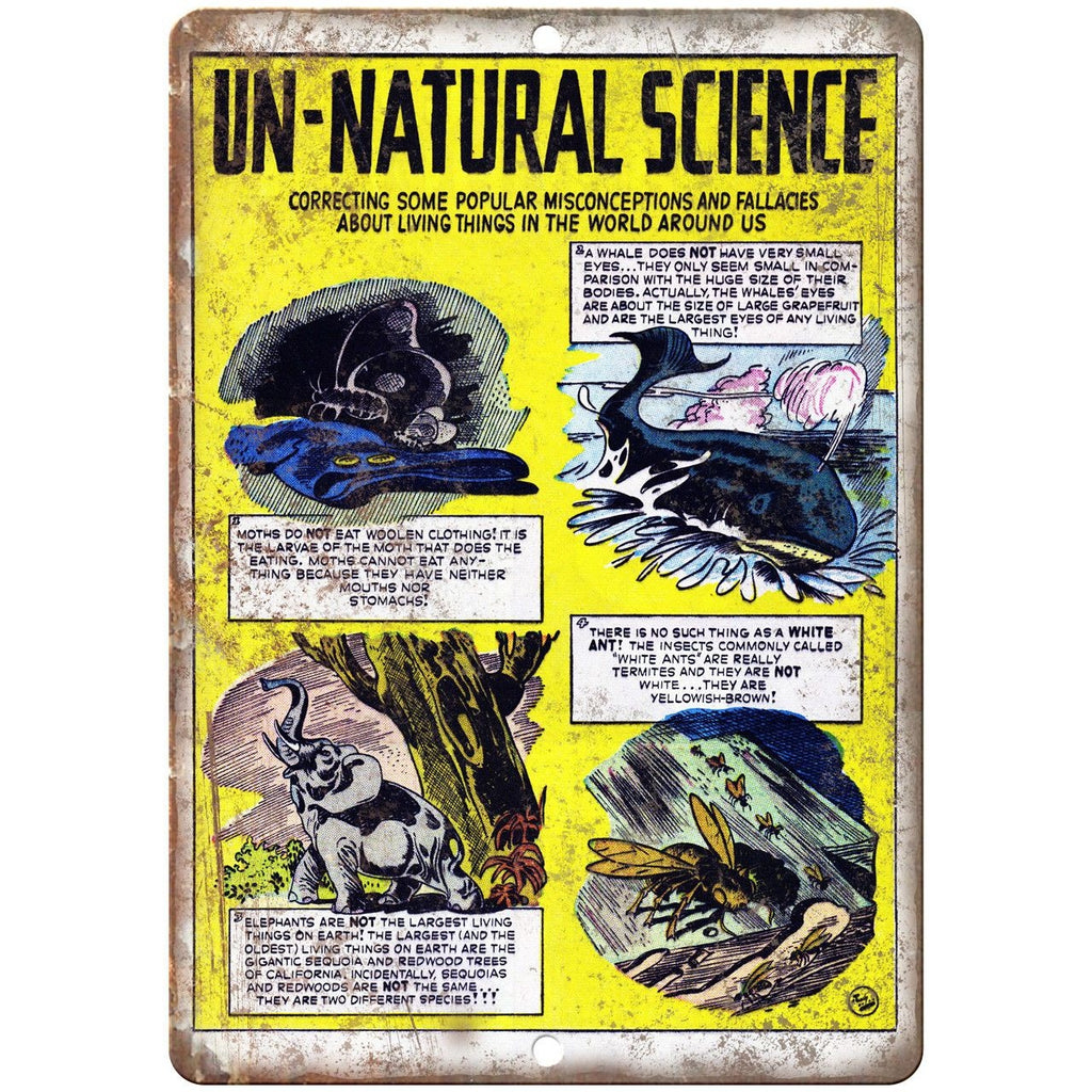 Unnatural Science Vintage Comic Strip Ace 10" X 7" Reproduction Metal Sign J492