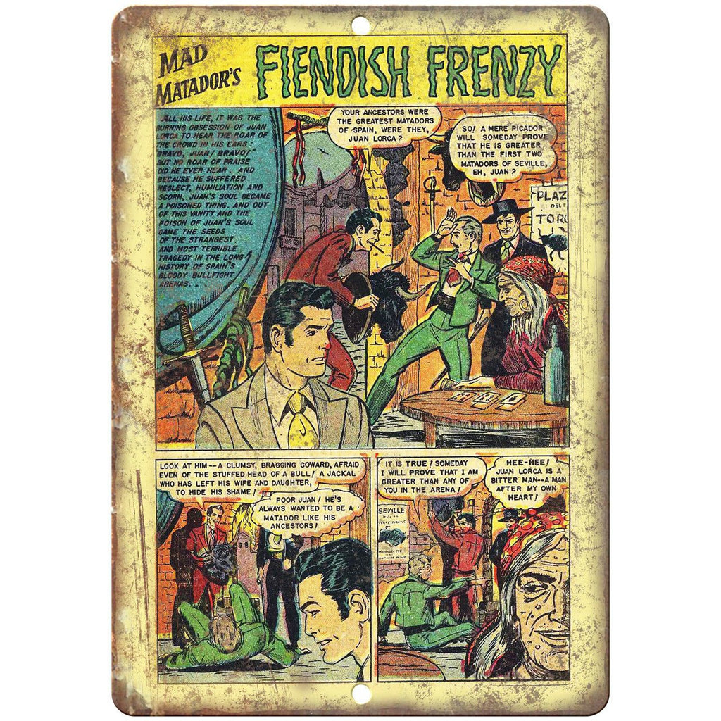 Fiendish Frenzy Comic Book Strip Ad 10" x 7" Reproduction Metal Sign J521