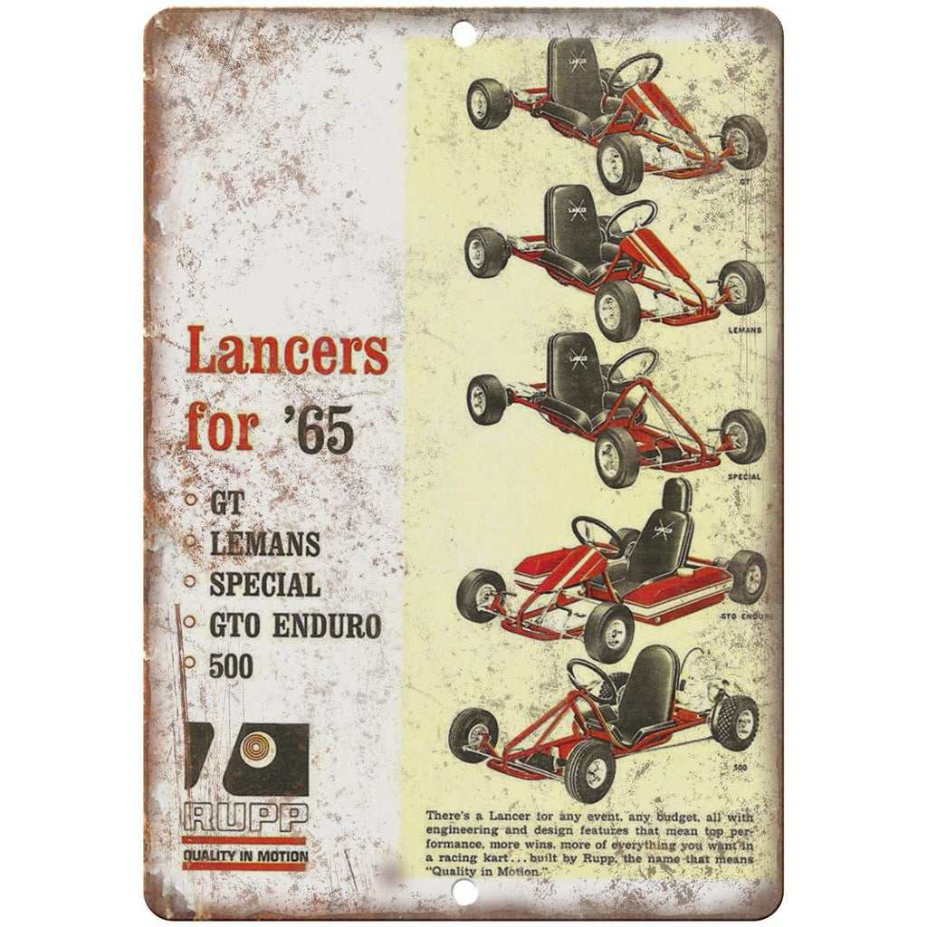 1965 Lancers RUPP Go Kart Vintage Ad 10" x 7" Reproduction Metal Sign A342