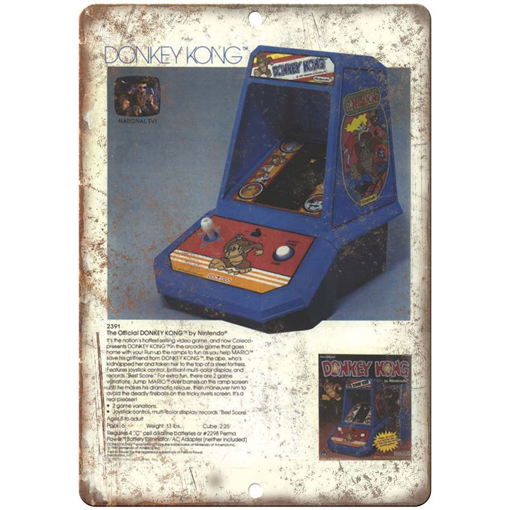 1983 Coleco Mini-Arcade Donkey Kong Gaming 10" x 7" Reproduction Metal Sign