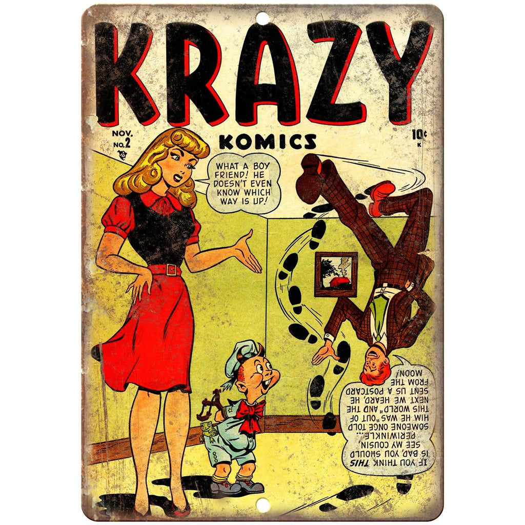 Krazy Komics No 2 Comic Book Cover Art 10" x 7" Reproduction Metal Sign J667
