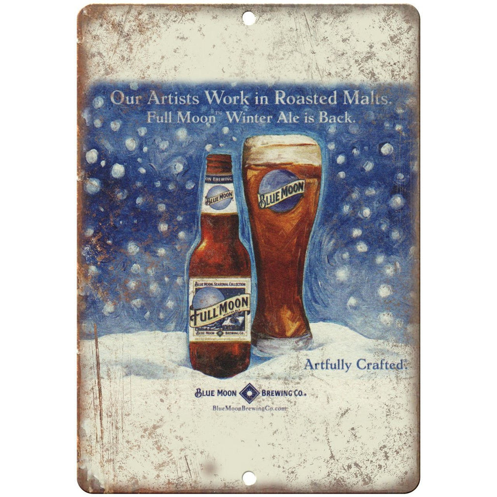 Blue Moon Vintage Beer Man Cave D√©cor 10" x 7" Reproduction Metal Sign E282