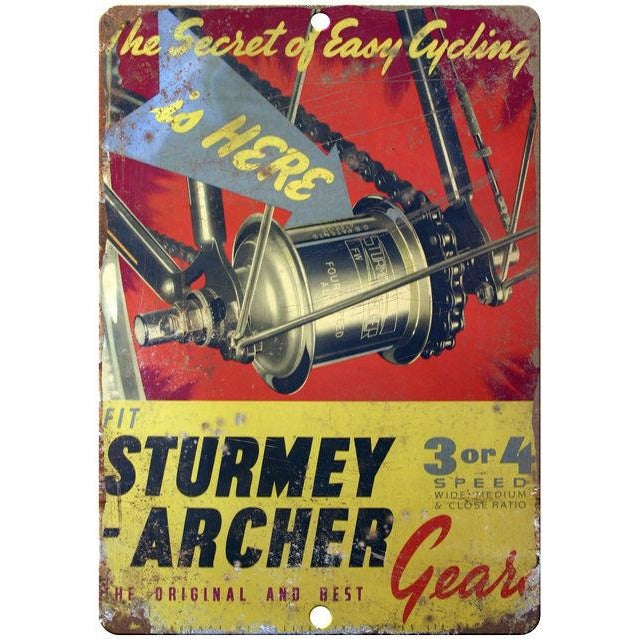 Sturmey bicycle gears vintage advertising 10" x 7" reproduction metal sign B22