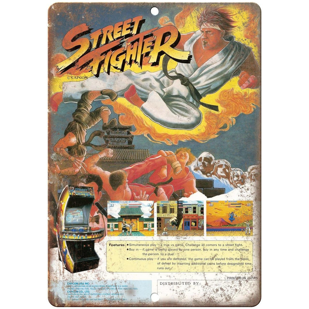 Capcom Street Fighter Arcade Game Ad 10" x 7" Reproduction Metal Sign G08