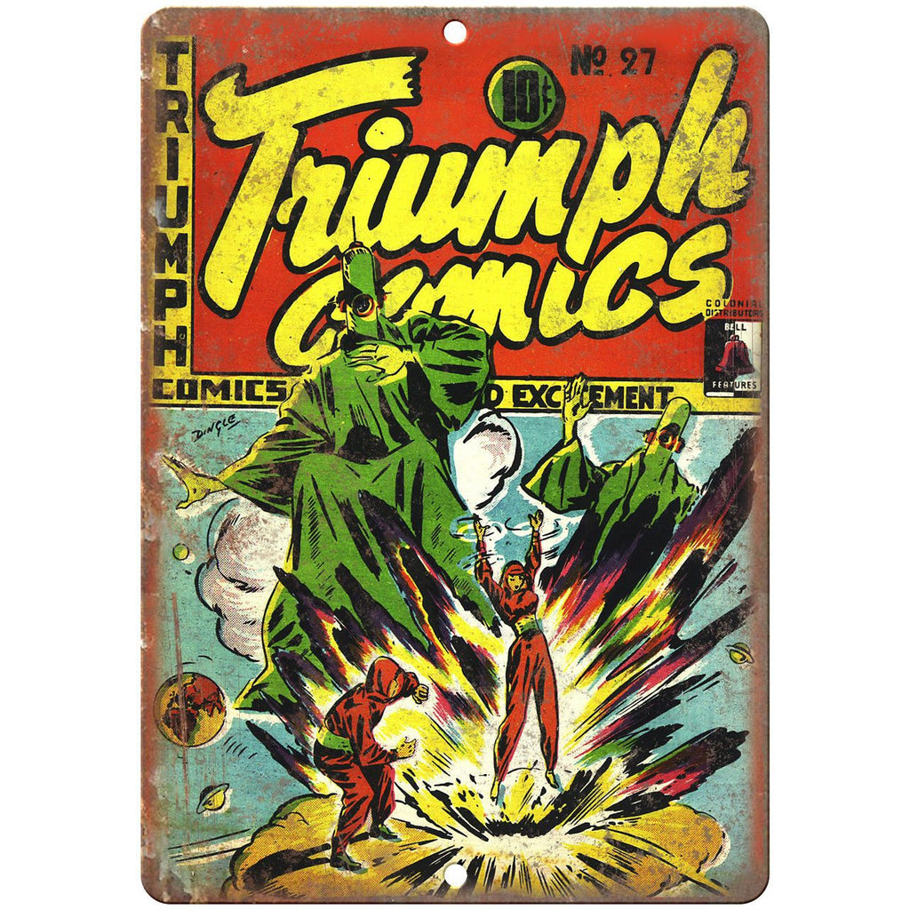 Triumph Comic No 27 Vintage Book Cover 10" x 7" Reproduction Metal Sign J652