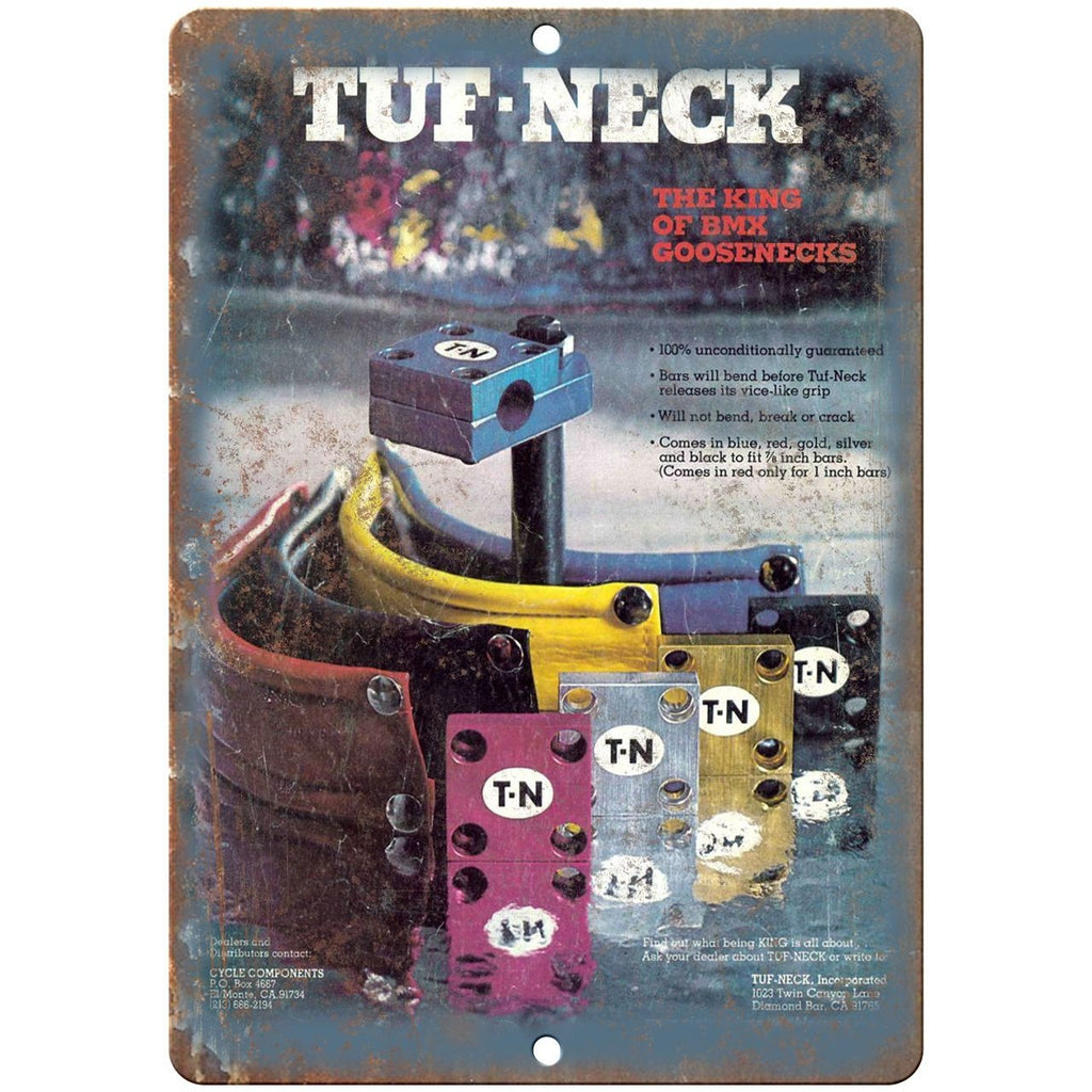 Tuf-Neck BMX Gooseneck RARE ad 10" x 7" retro metal sign