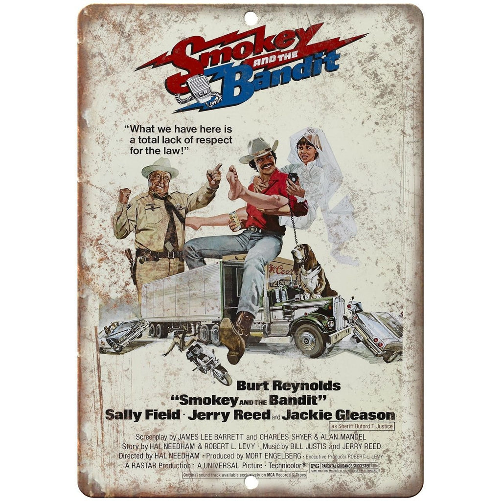 Smokey and the Bandit Movie Poster Burt Reynolds 10" x 7" Retro Look Metal Sign