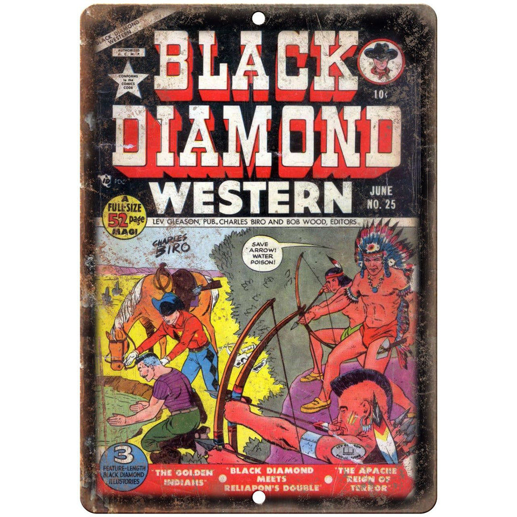 Black Diamond Western No 25 Comic Book Art 10" x 7" Reproduction Metal Sign J588