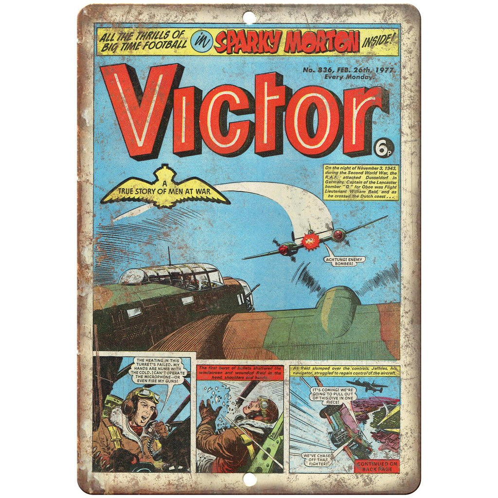 Victor No 836 Comic Book Cover Vintage Art 10" x 7" Reproduction Metal Sign J646