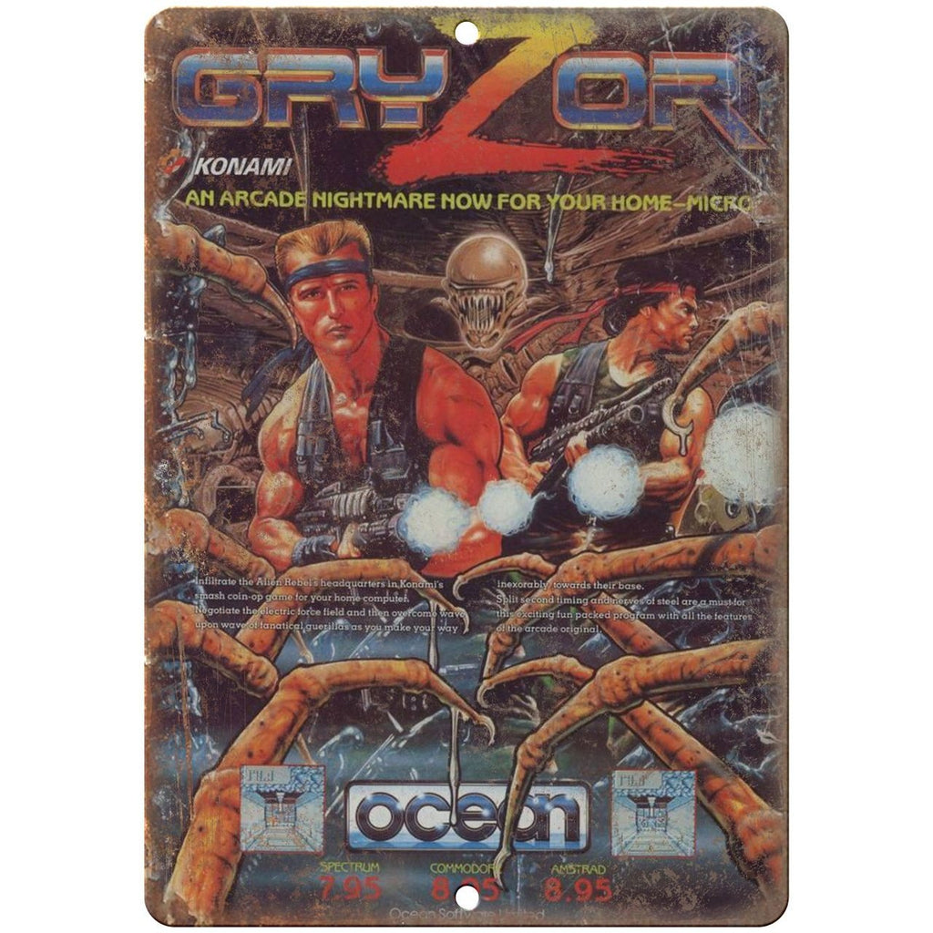 1986 - Gryzor Contra Konami Gaming 10" x 7" Retro Look Metal Sign
