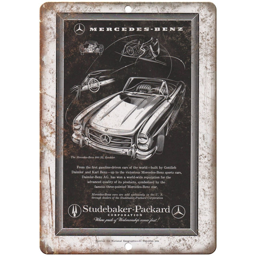 Studebaker Packard Mercedes Benz Auto Ad 10" x 7" Reproduction Metal Sign A289