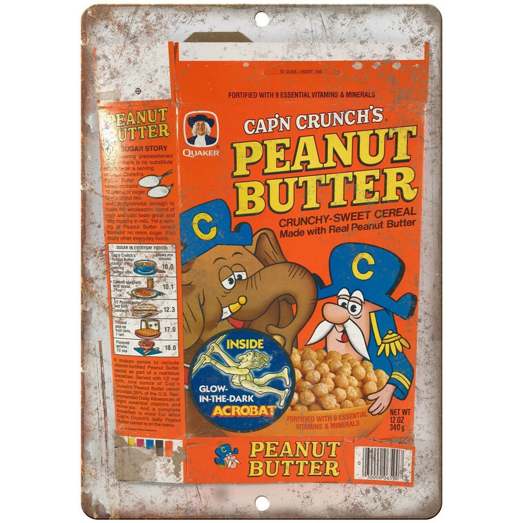 Cap'n Crunch Peanut Butter Cereal Box Art 10" X 7" Reproduction Metal Sign N371