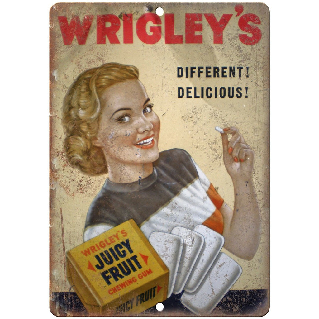 Wrigley's Juicy Fruit Chewing Gum Vintage Ad 10"X7" Reproduction Metal Sign N92