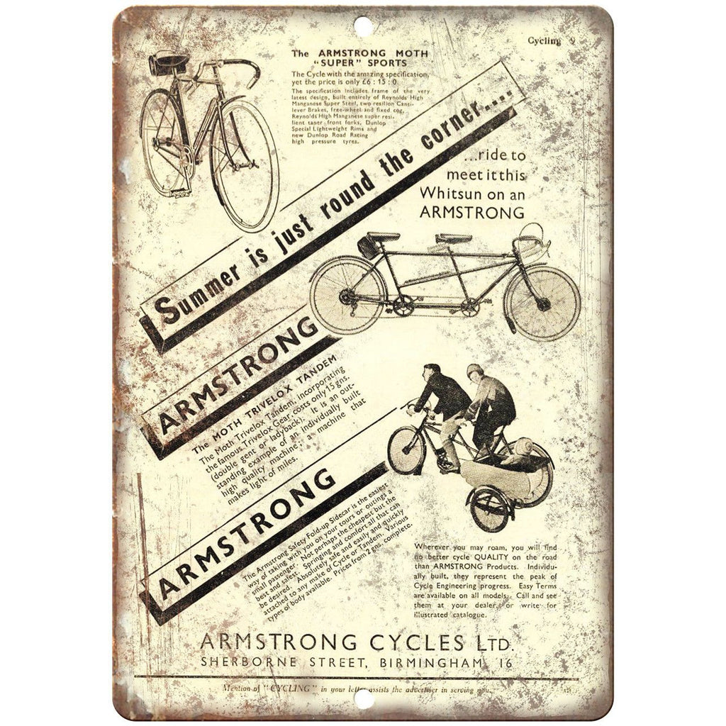 Armstrong Cycles Ltd. Bicycles Vintage Ad 10" x 7" Reproduction Metal Sign B403
