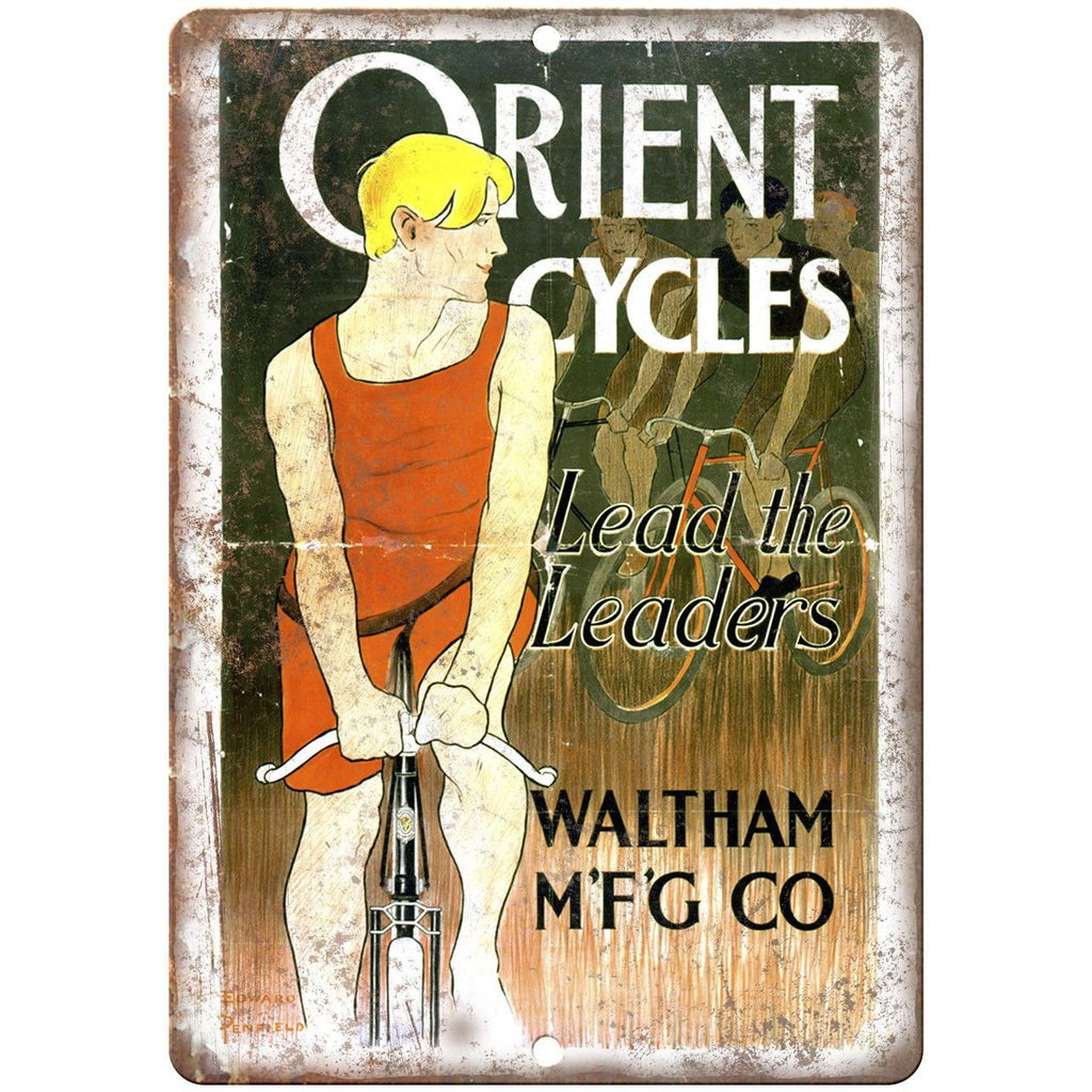 Orient Cycles Waltgham Mfg. Co Bicycle Ad 10" x 7" Reproduction Metal Sign B256