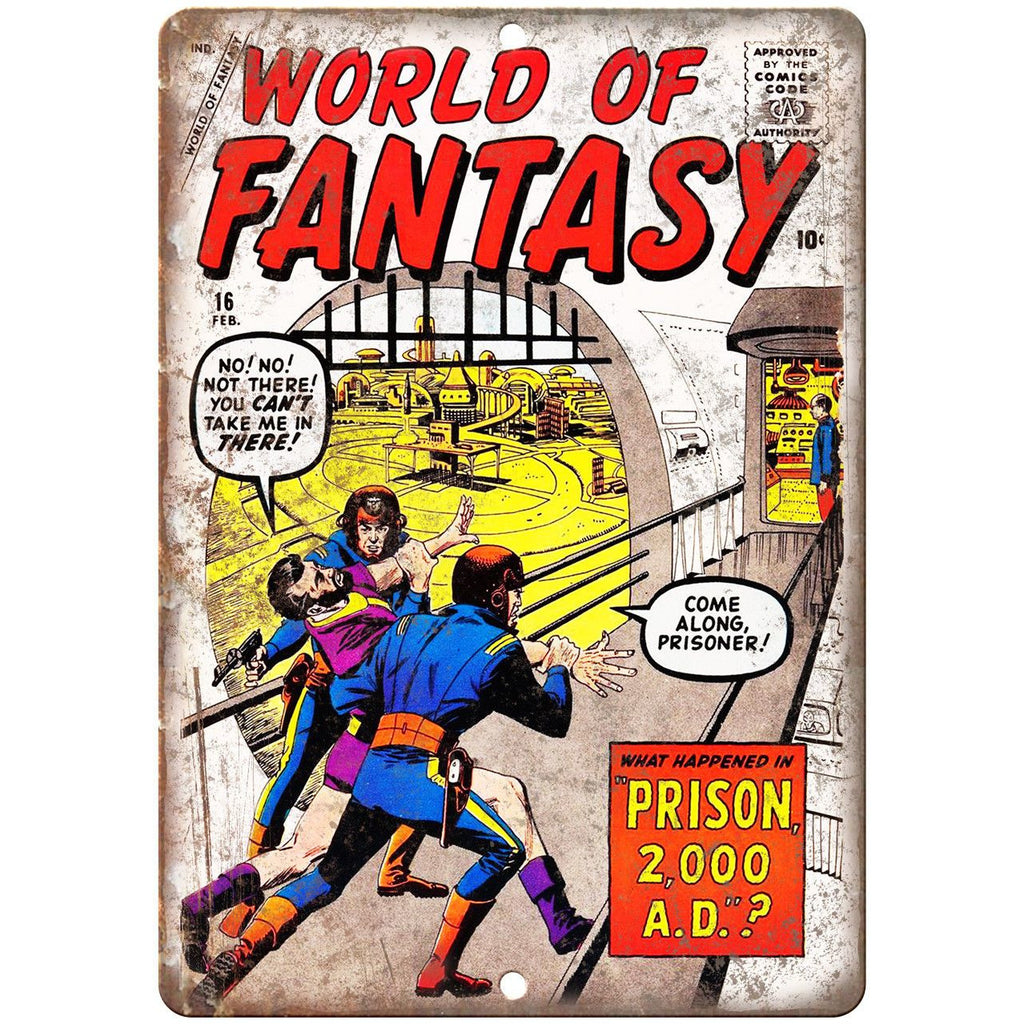 World Of Fantasy Comic Book Cover Vintage 10" x 7" Reproduction Metal Sign J680