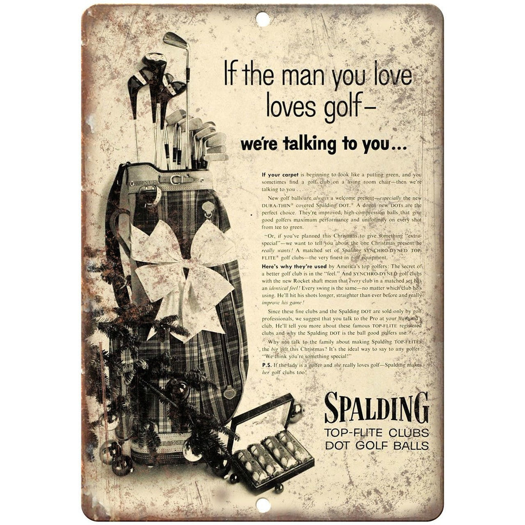 Spalding Top Flight Golf Clubs and Balls Ad 10" x 7" Reproduction Metal Sign X93