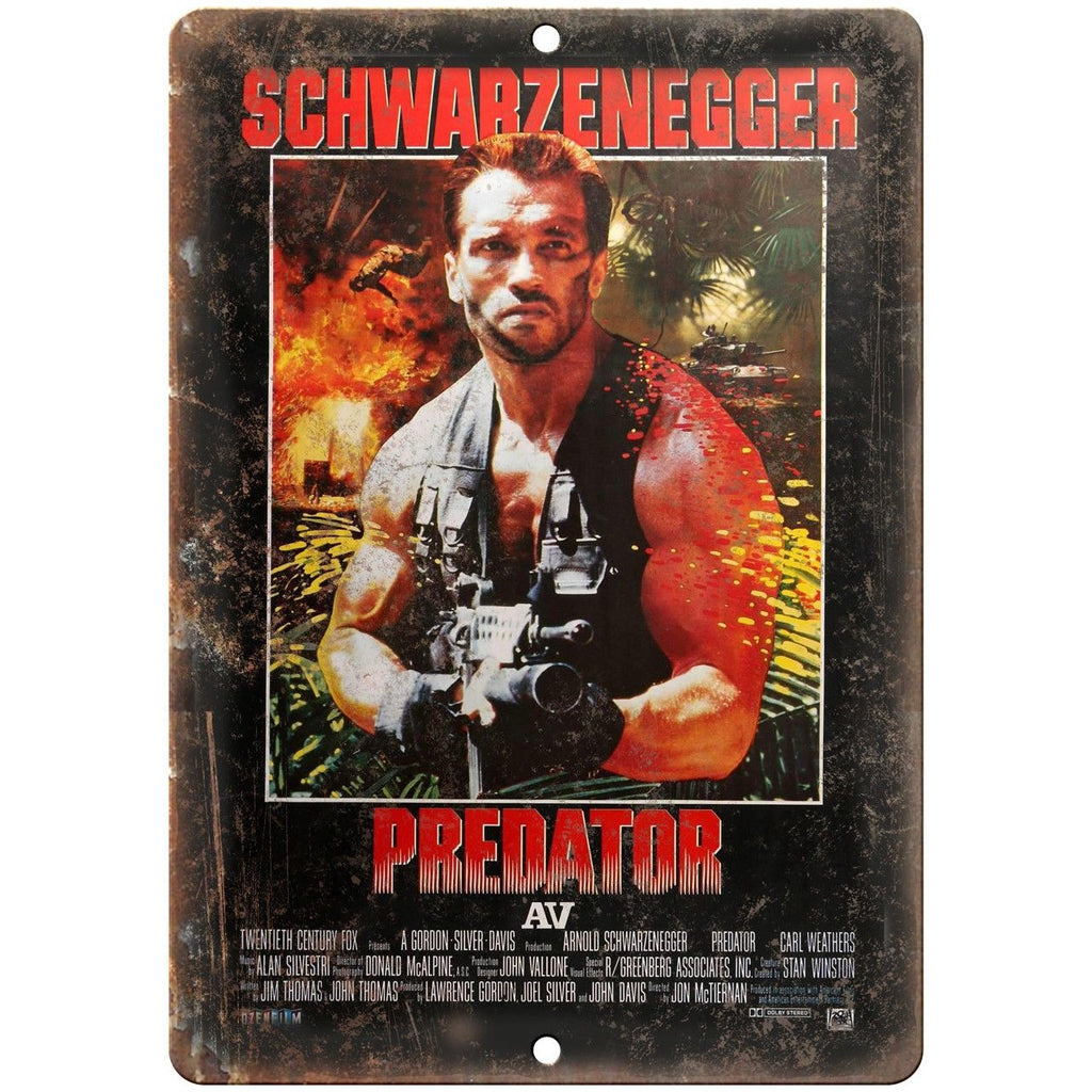 Predator Arnold Schwarzenegger Movie Poster 10" x 7" Retro Look Metal Sign