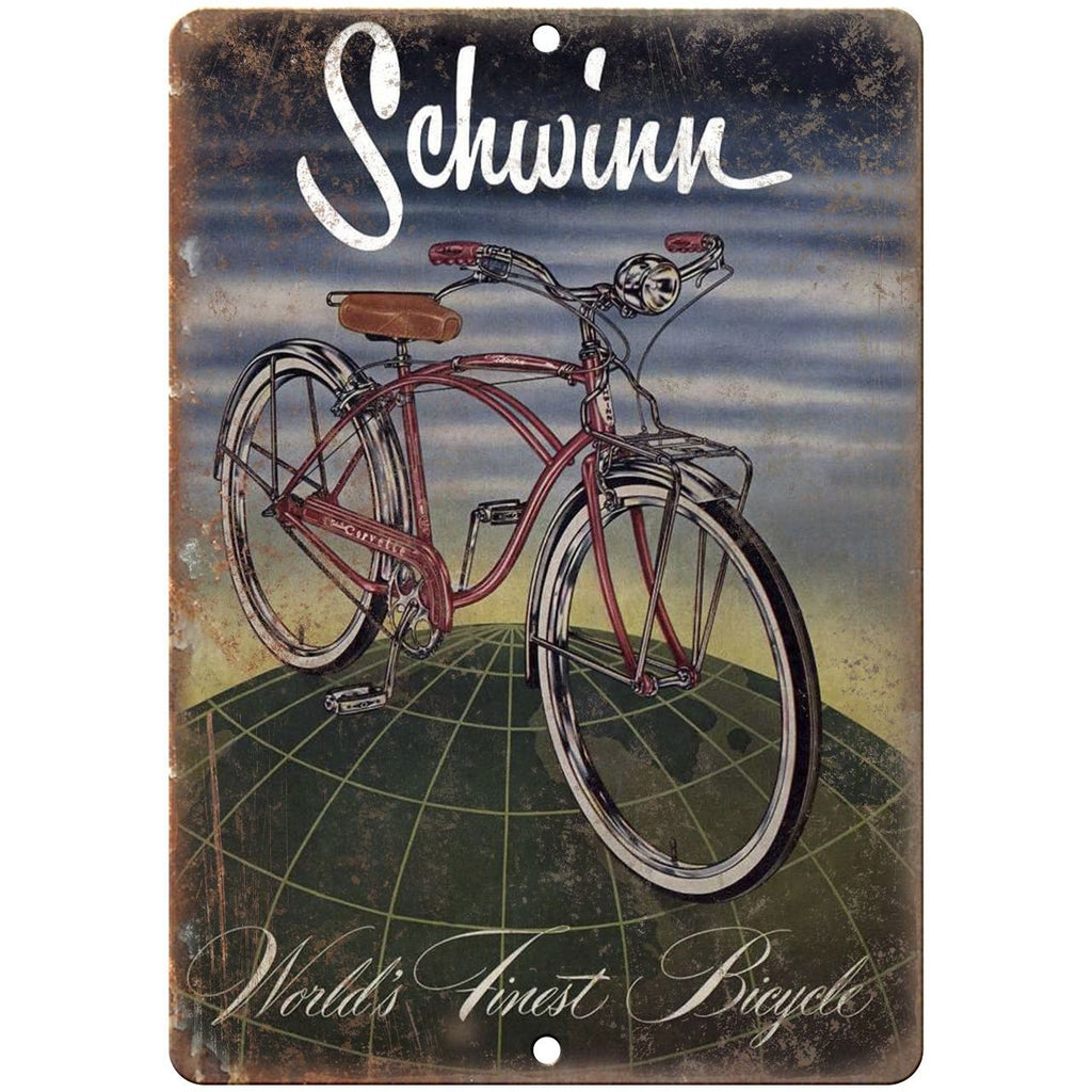 1955 - Schwinn Worlds Finest Bicycles Ad - 10" x 7" Retro Look Metal Sign