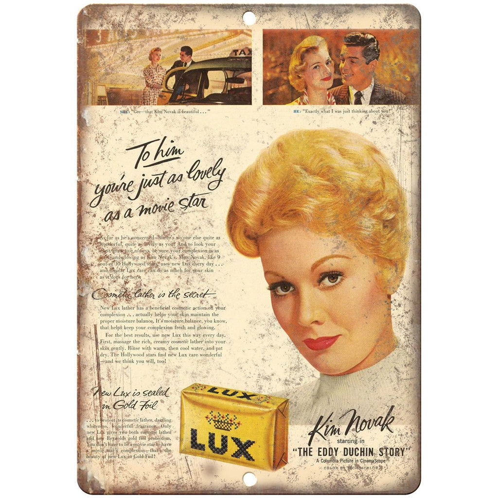 Lux Soap Cleanser Kim Novak Vintage Ad 10" X 7" Reproduction Metal Sign ZF12