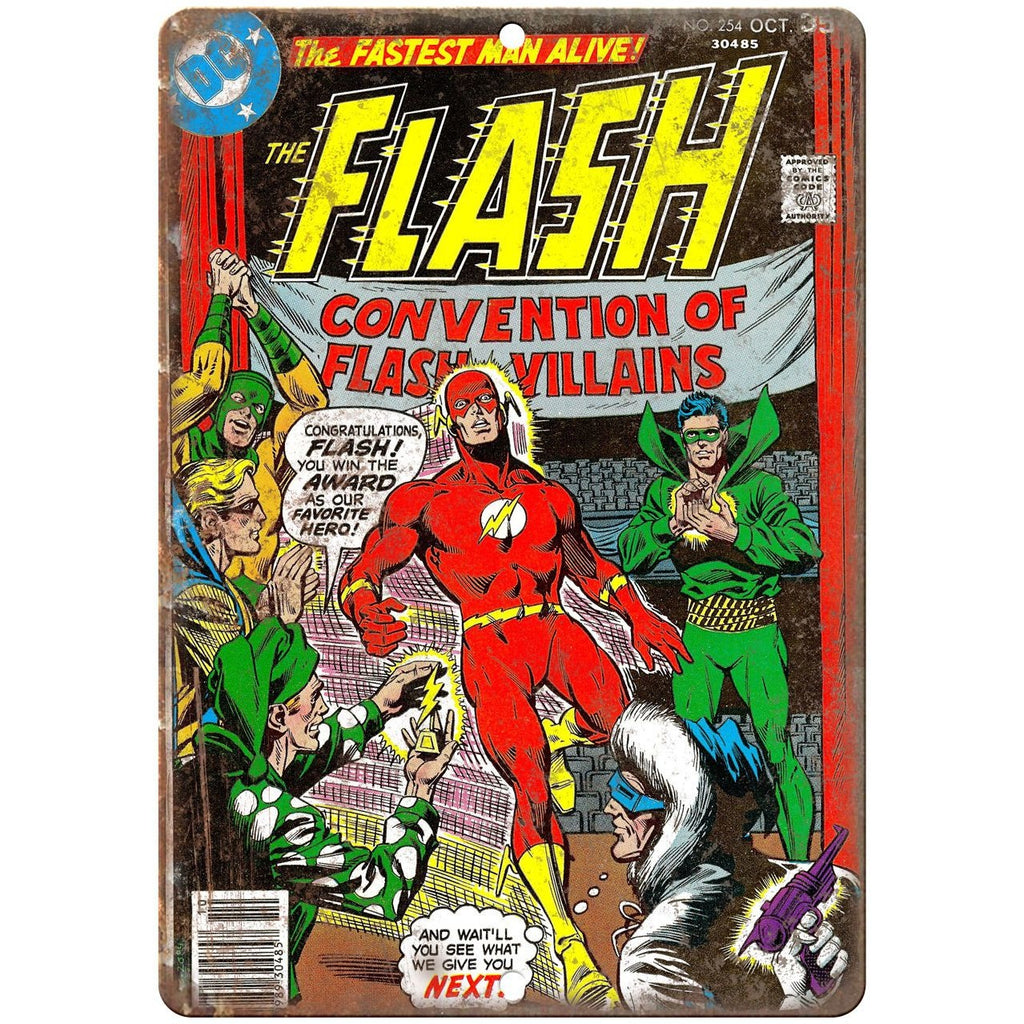 Vintage Comic Flash #254 DC Comics 10" x 7" Retro Look metal sign
