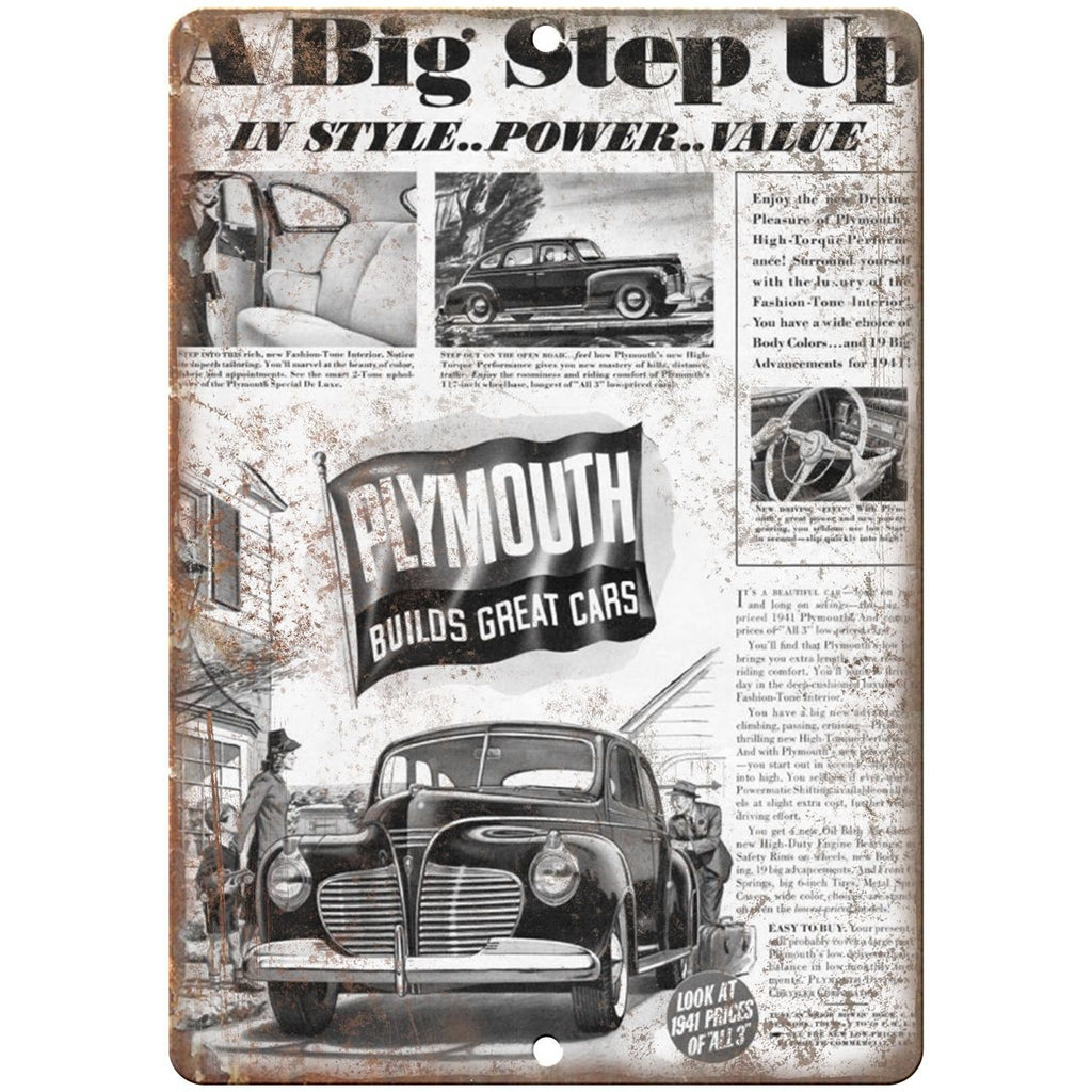 1941 - Plymouth Vintage ad 10" x 7" Reproduction Metal Sign