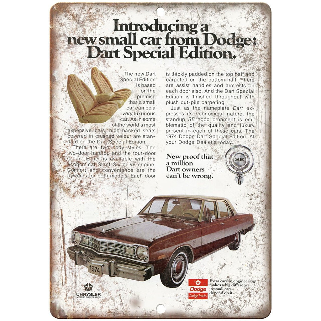1974 Dodge Dart Special Edition 10" x 7" Retro Look Metal Sign