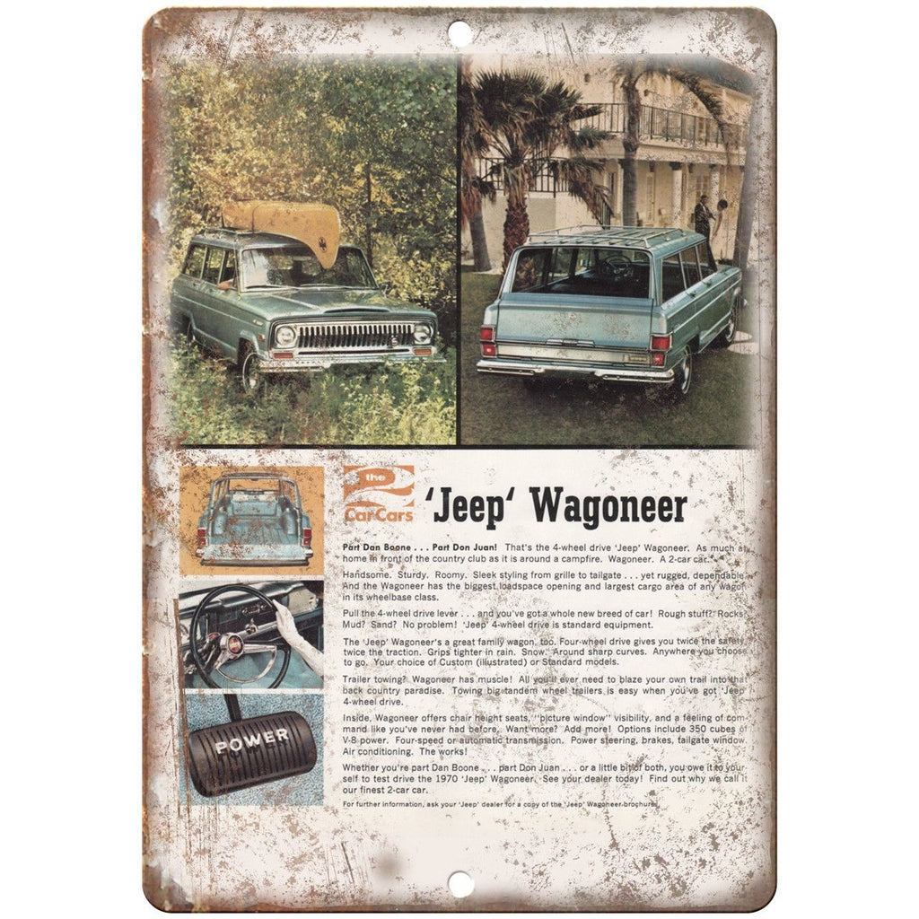 Jeep Wagoneer The 2 Car Cars Vintage Ad 10" x 7" Reproduction Metal Sign A86