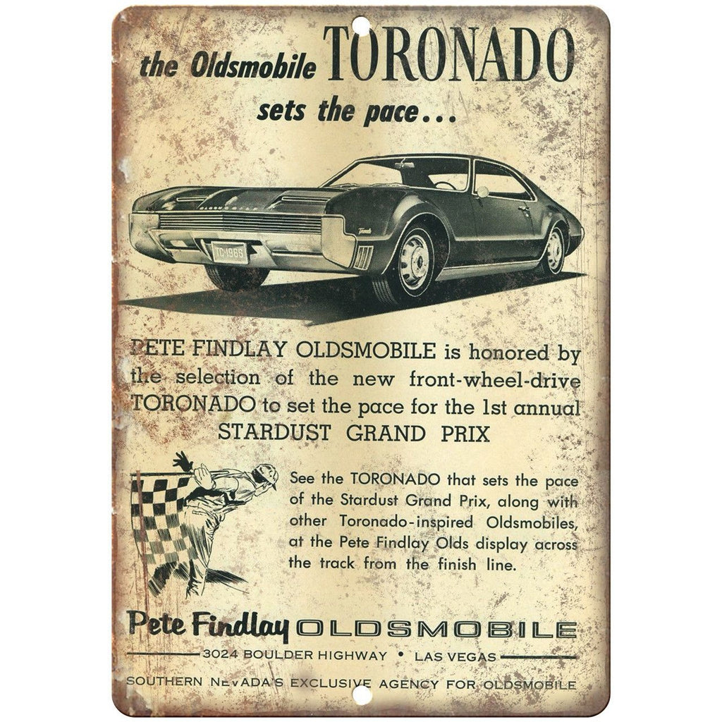 Oldsmobile Toronado Pace Car Pete Findlay 10" X 7" Reproduction Metal Sign A531