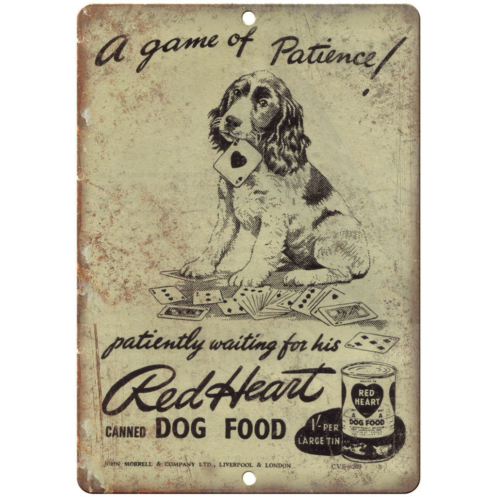 Red Heart Dog Food Vintage Ad 10" X 7" Reproduction Metal Sign N354