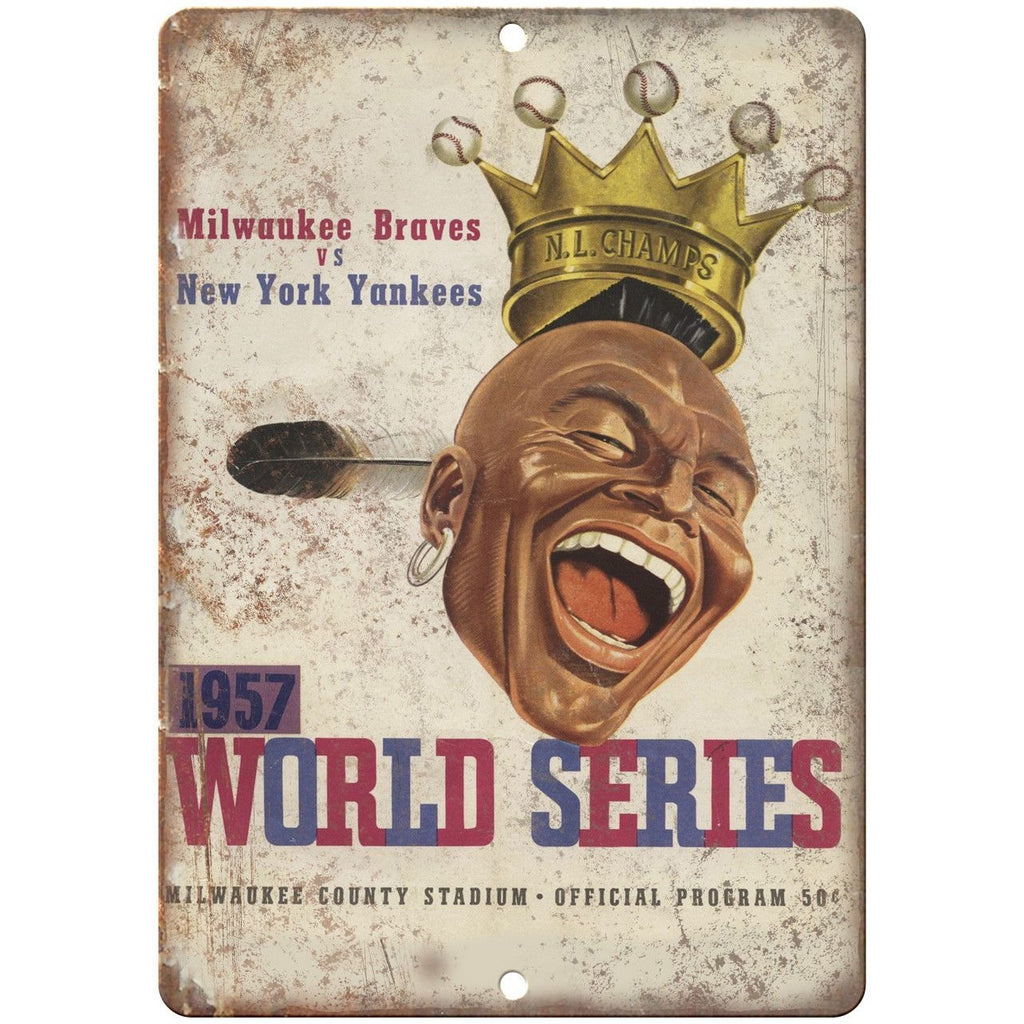 1957 Braves vs Yankees World Series Program 10" x 7" Reproduction Metal Sign X14