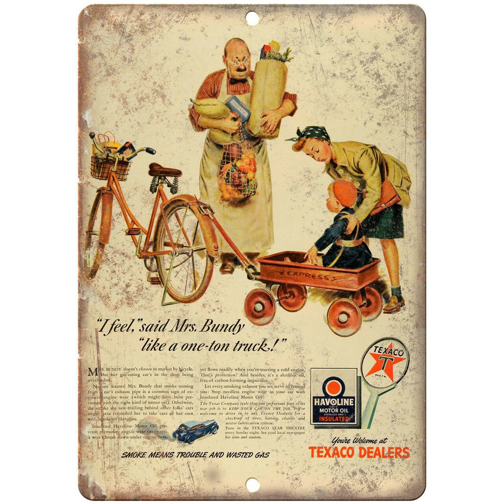 Texaco Havoline Motor Oil Vintage Ad 10" X 7" Reproduction Metal Sign A755
