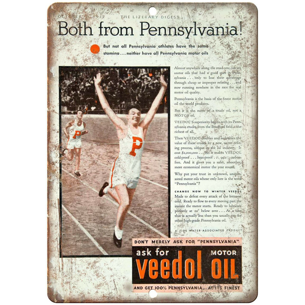 Veedol Motor Oil Vintage Ad 10" X 7" Reproduction Metal Sign A715