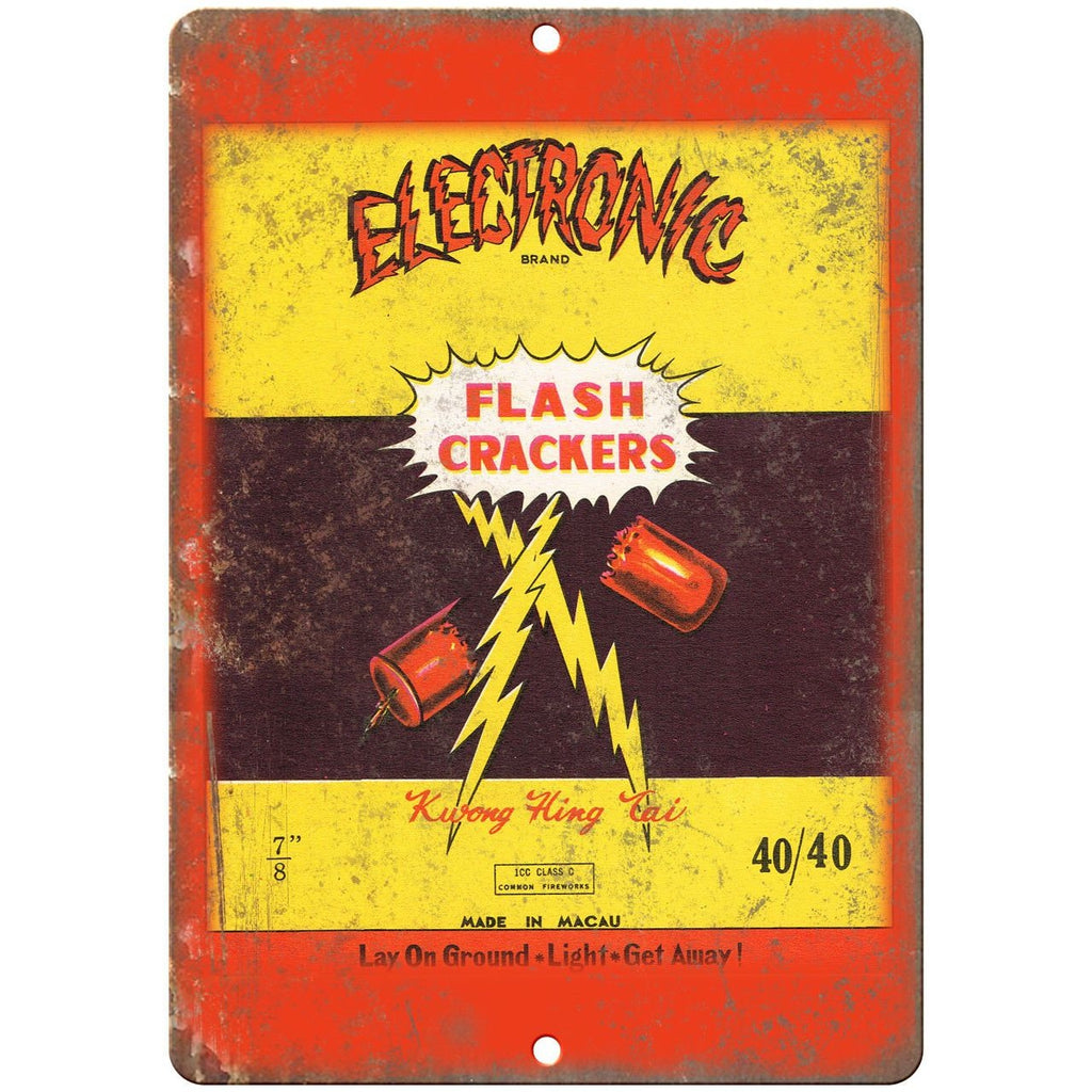 Electronic Firecracker Package Art 10" X 7" Reproduction Metal Sign ZD98