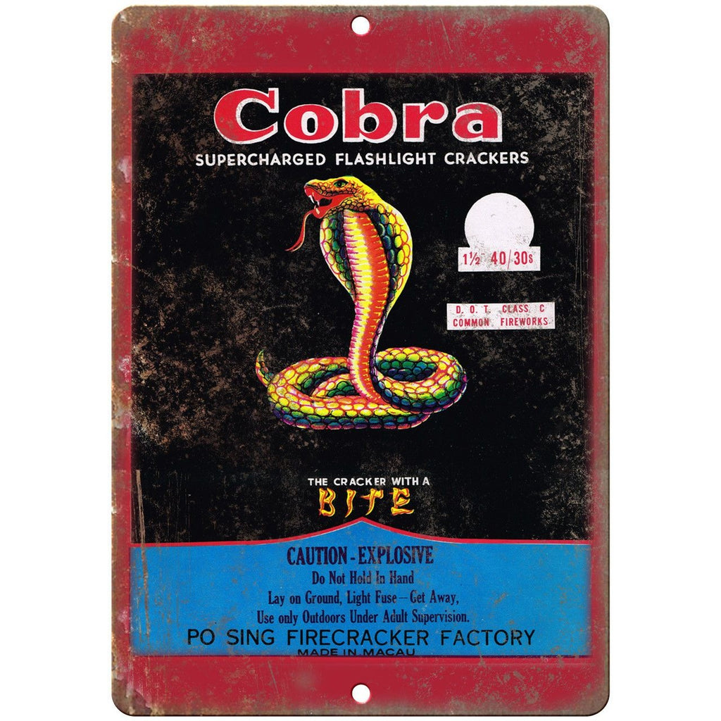 Cobra Flashlight Cracker Package Art 10" X 7" Reproduction Metal Sign ZD39