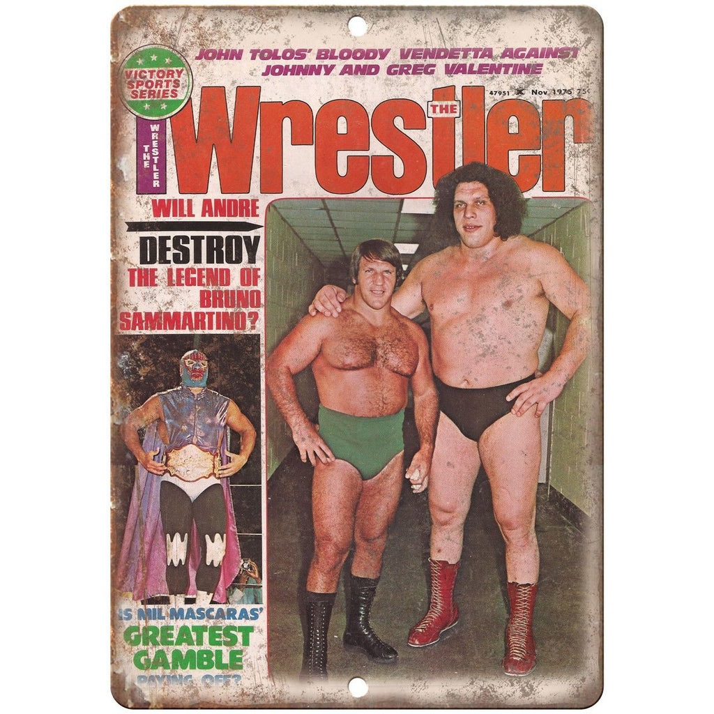 1975 The Wrestler Magazine Andre The Giant 10" x 7" Reproduction Metal Sign X84