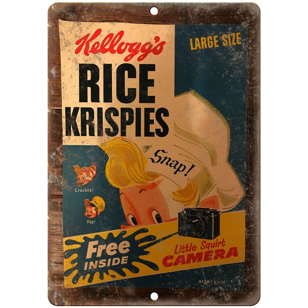 Kelloggs Rice Krispies Squirt Camera Box 10" X 7" Reproduction Metal Sign N375