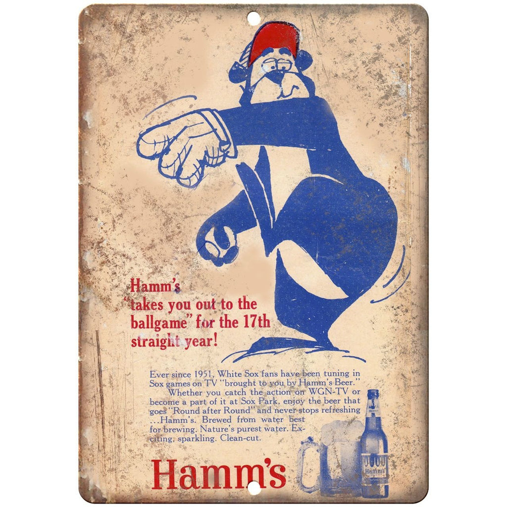 10" x 7" Metal Sign - 1951 Hamm's Beer White Sox - Vintage Look Reproduction