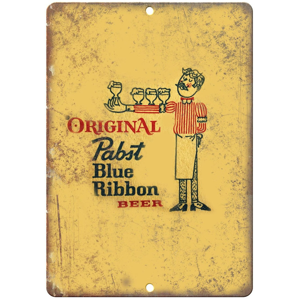Original Pabst Blue Ribbon Beer Ad 10" x 7" Reproduction Metal Sign E271